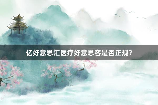 亿好意思汇医疗好意思容是否正规？